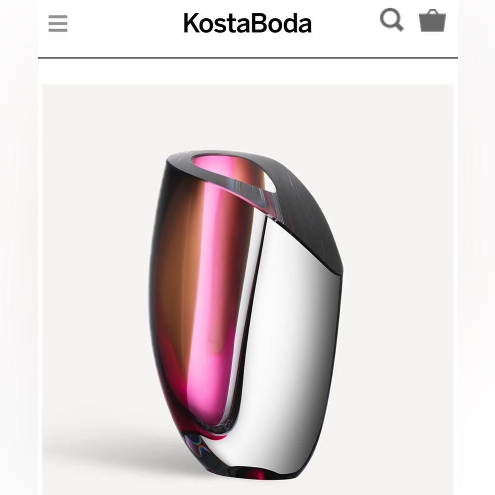 Kosta Boda Mirage Gray/Red Vase (large size)